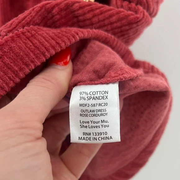 Show Me Your MuMu Outlaw Dress Rose Red Corduroy Gold Buckle Mini Dress XS - Picture 12 of 13